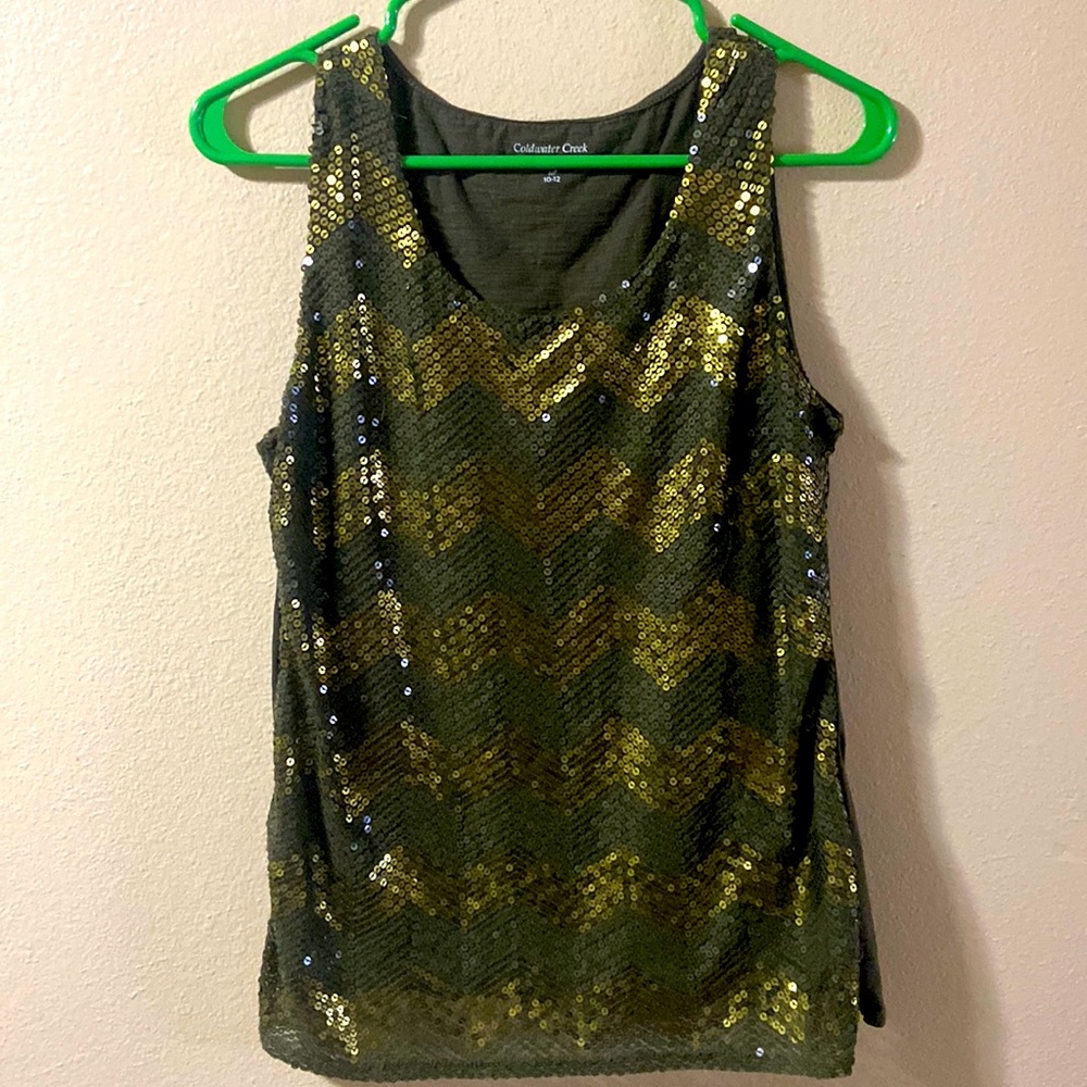 Green and sequin cute tank top